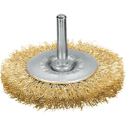 Wheel Brush With Shaft (Shaft Diameter 6 mm) Brass-Plated Steel Wire