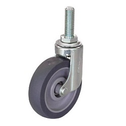 Reduced Noise Caster, Screw-In Elastomer Wheels, Freely Rotating