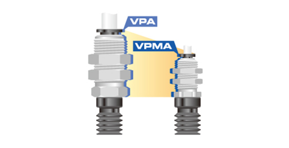 Small holders downsized from existing vacuum pad holders (A, B, C, D types) to save space. Also compatible with the optional fall prevention valve and directly attachable-type pad filters.